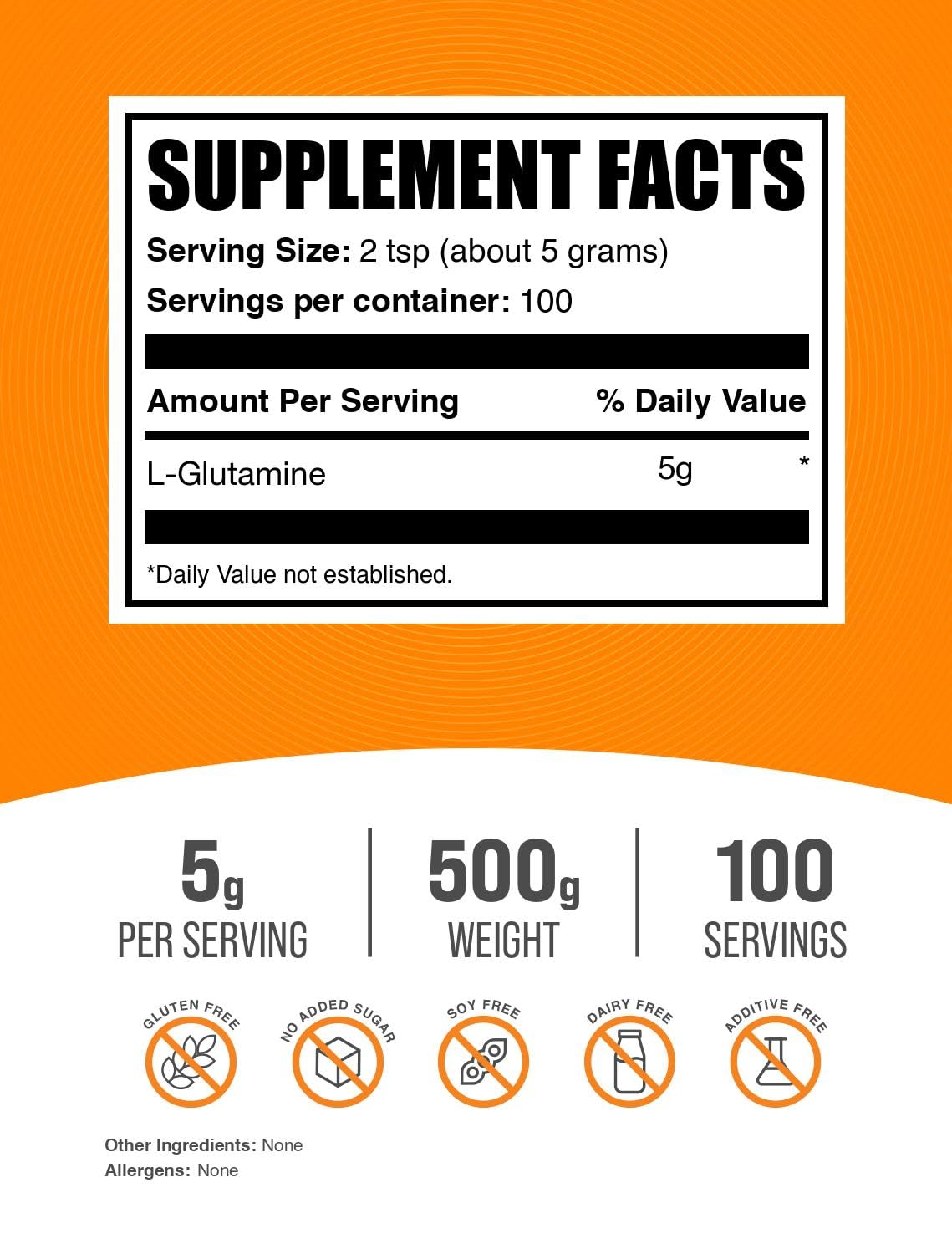 BulkSupplements textura del polvo L-Glutamine en primer plano, mezcla fácil y sin grumos