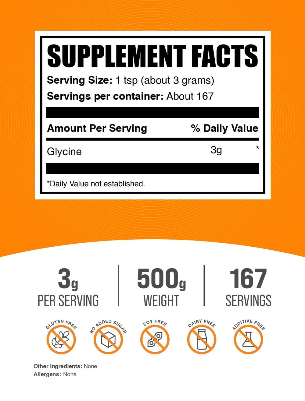 BulkSupplements glycine powder close-up texture for easy mixing