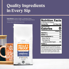 Bulletproof taza de café Enlightener servido destacando color y crema
