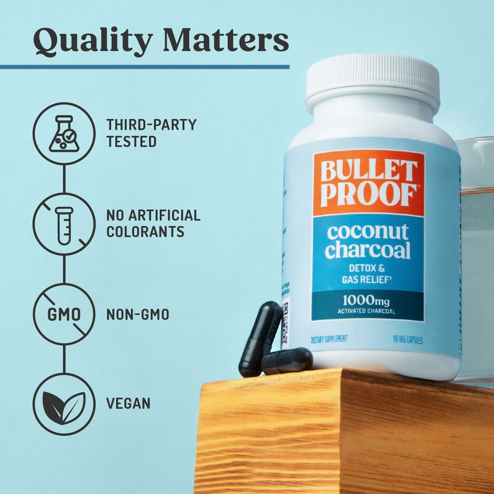 Bulletproof etiqueta en primer plano con información de ingredientes clave