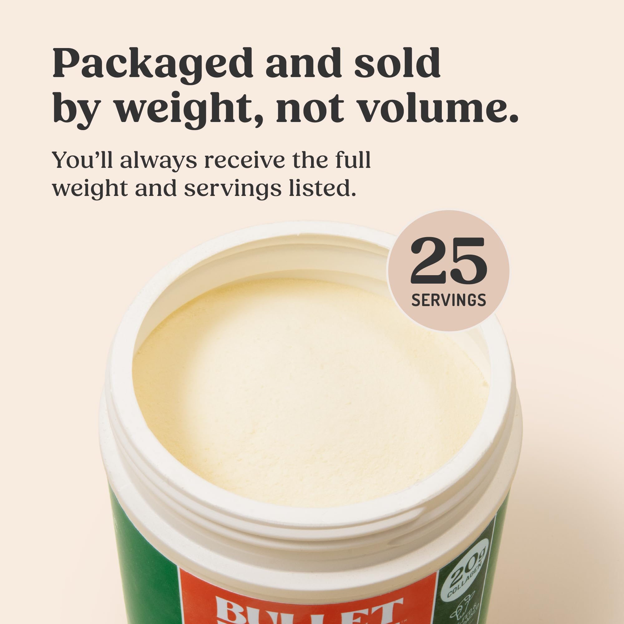 Bulletproof etiqueta con información de ingredientes y pruebas
