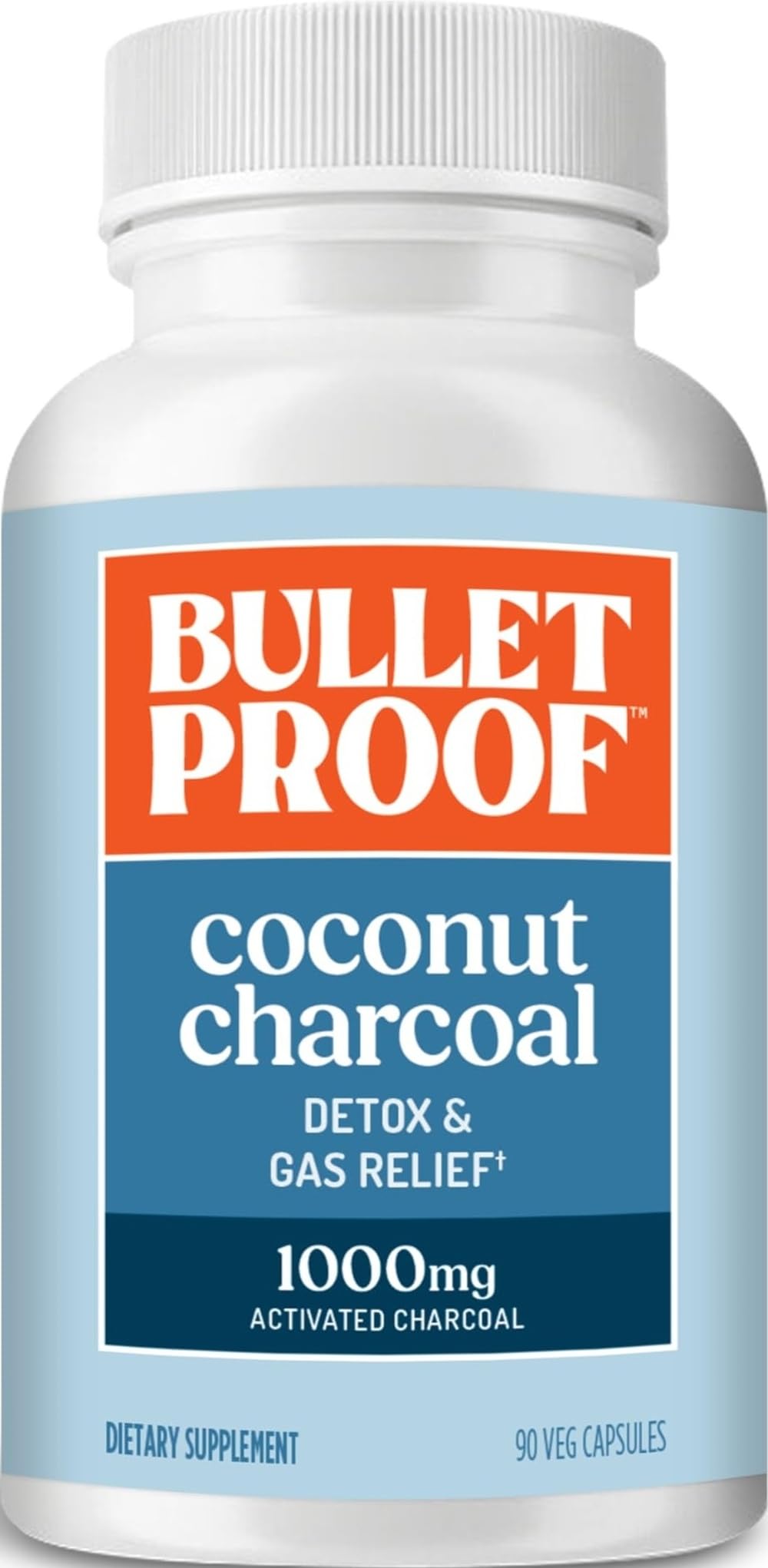 Bulletproof frasco delantero del suplemento mostrando etiqueta y cantidad