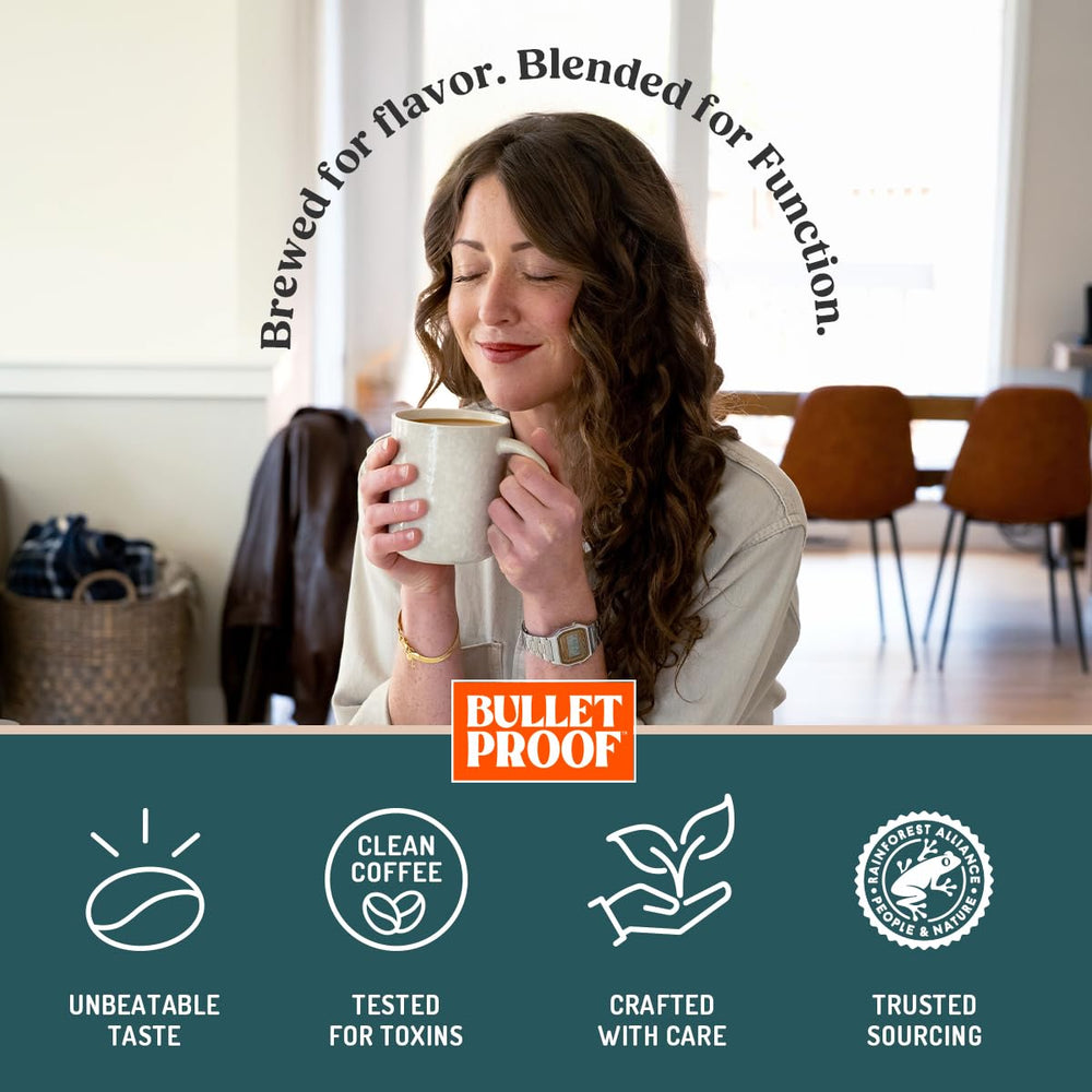Bulletproof etiqueta con listado de Lion's Mane y B vitaminas, información clara