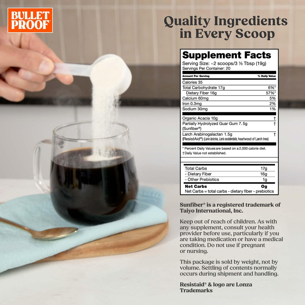 Bulletproof Innerfuel textura del polvo en cuchara, beneficio disolución y mezcla fácil
