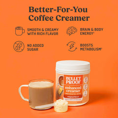 Close-up of Bulletproof creamer powder texture highlighting easy dissolving and smoothness