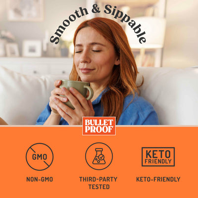 Bulletproof creamer with Bulletproof coffee bag showing ideal pairing and enhanced taste