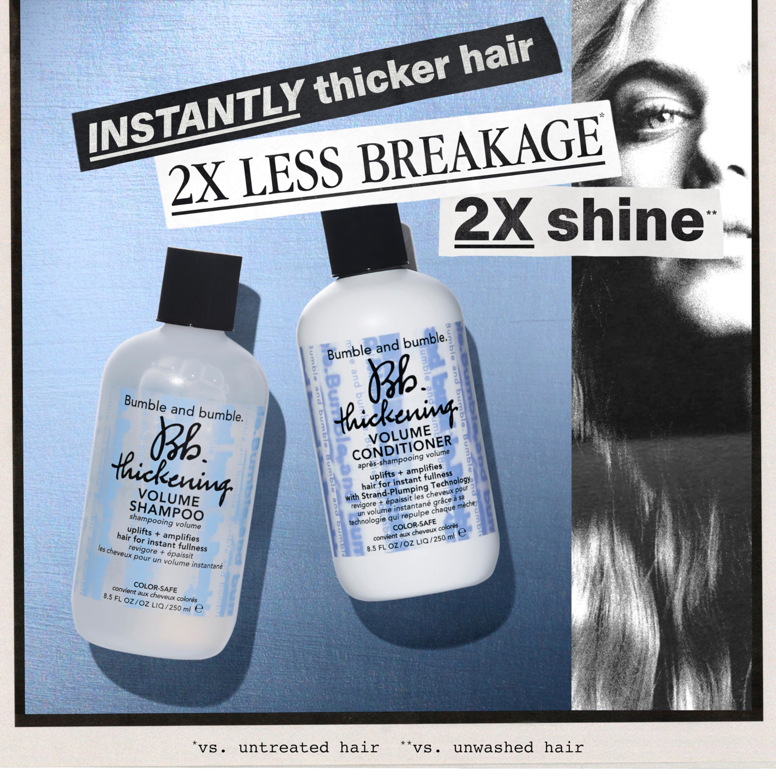 Bumble and bumble etiqueta con ingredientes destacando pantenol y beneficios