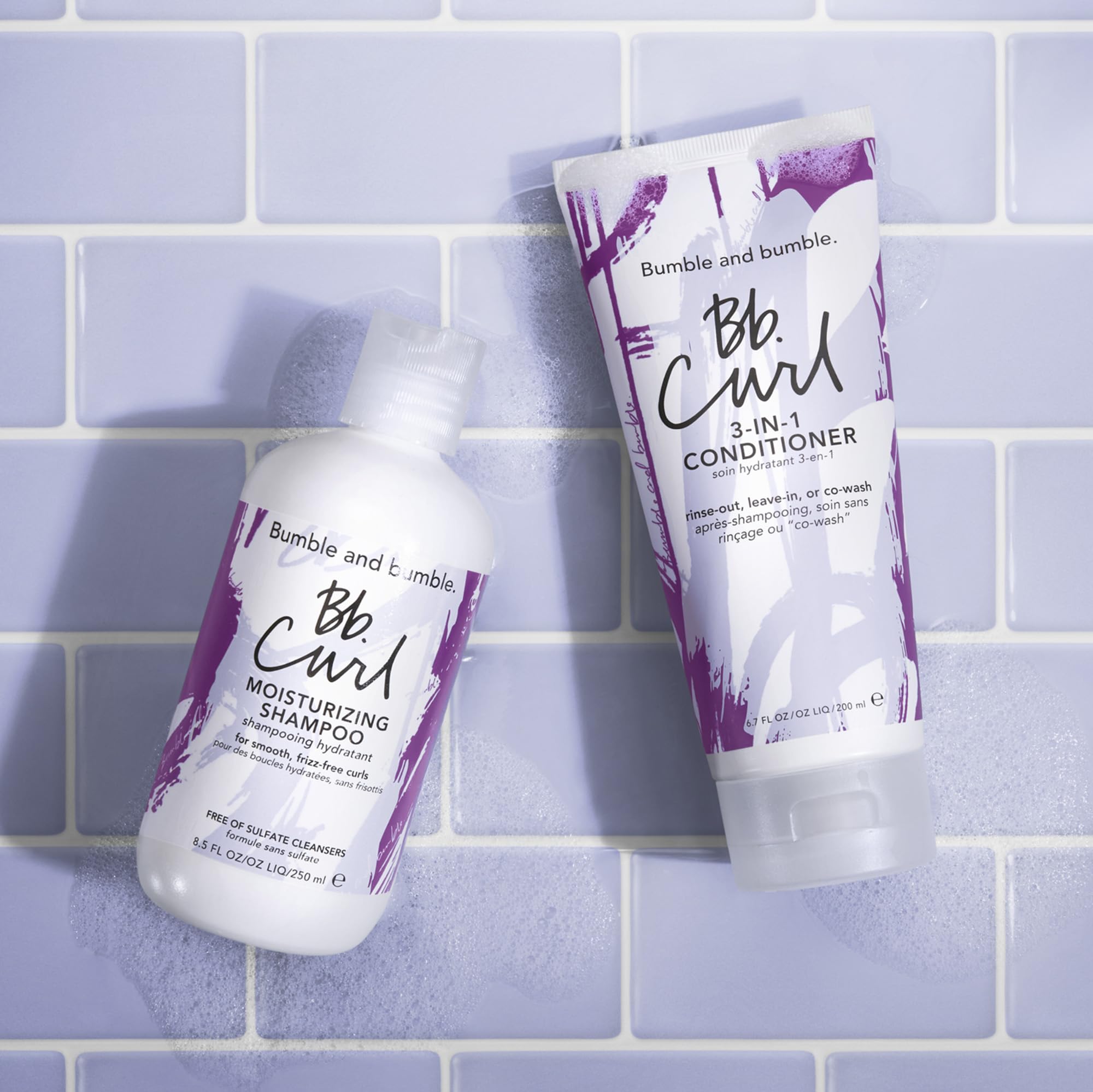 Bumble and bumble massaged into scalp as co-wash showing gentle cleansing benefit
