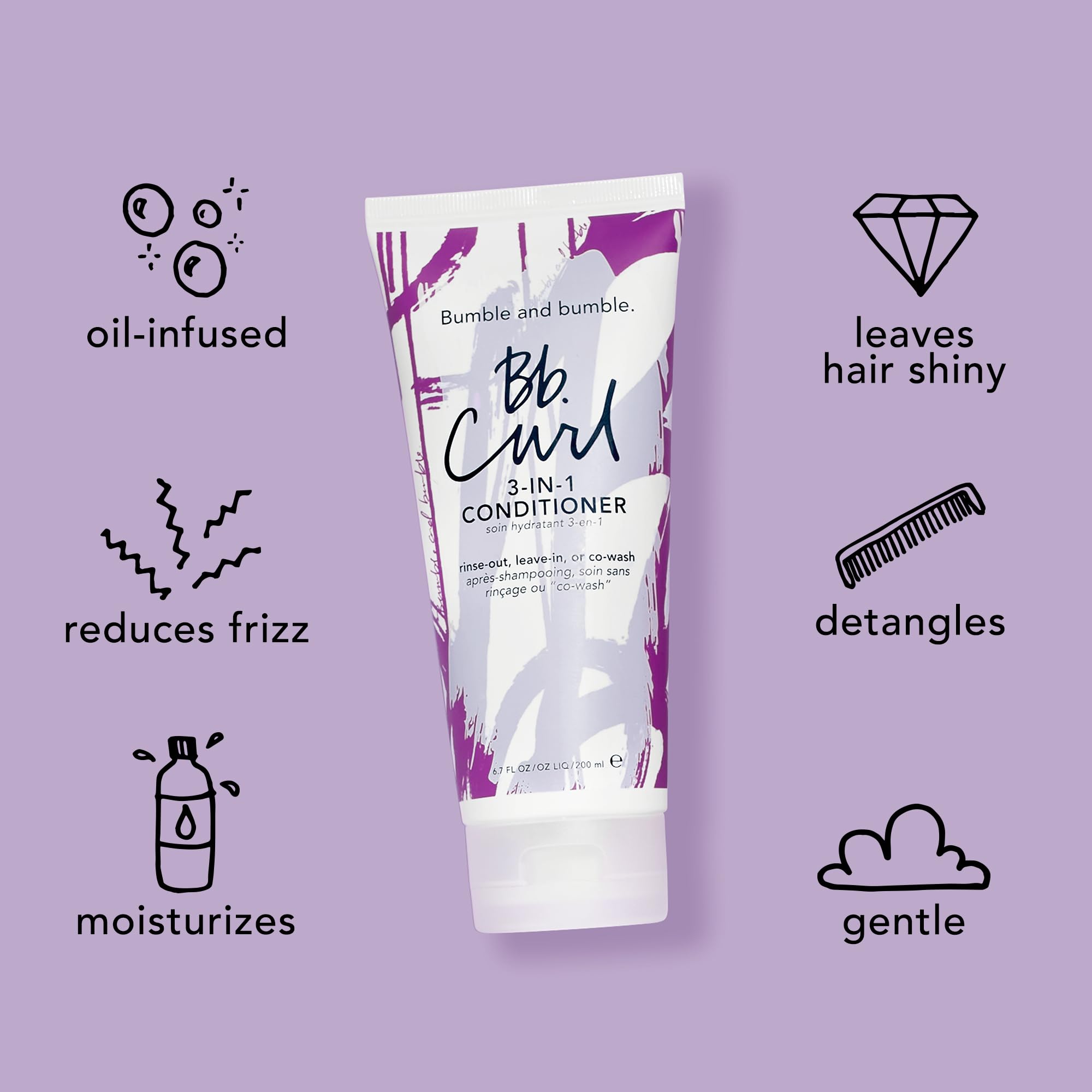 Bumble and bumble leave-in styled curls demonstrating reduced frizz and definition