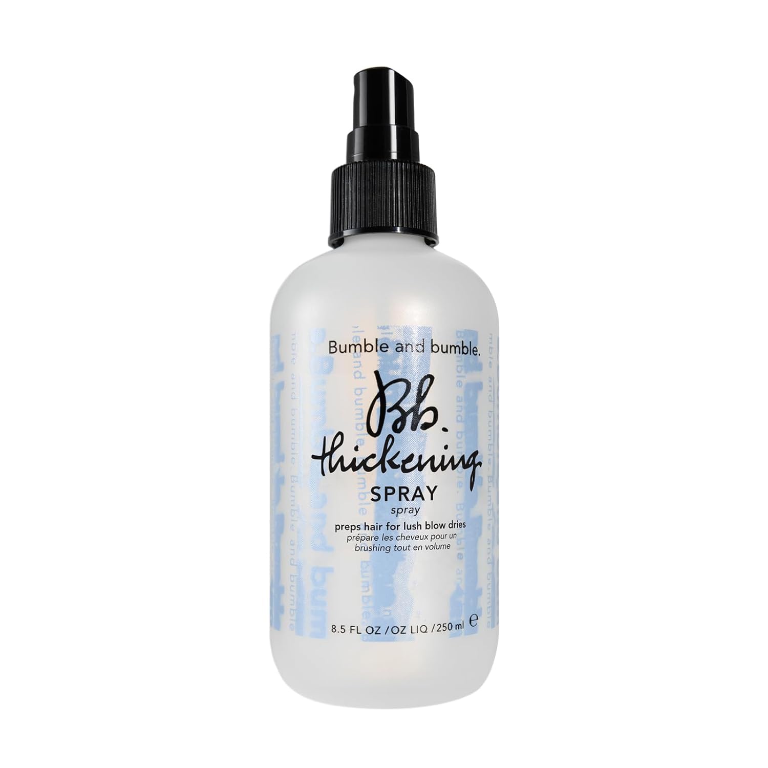 Bumble and bumble spray frontal muestra envase y beneficio de volumen ligero