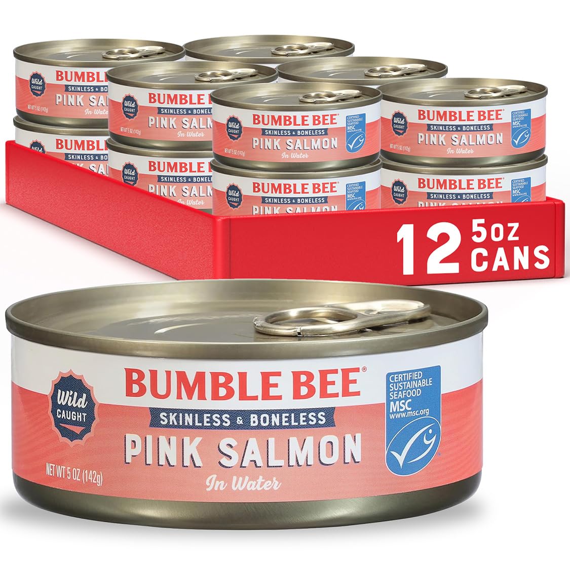 Bumble Bee front packaging showing 12-pack and product benefits