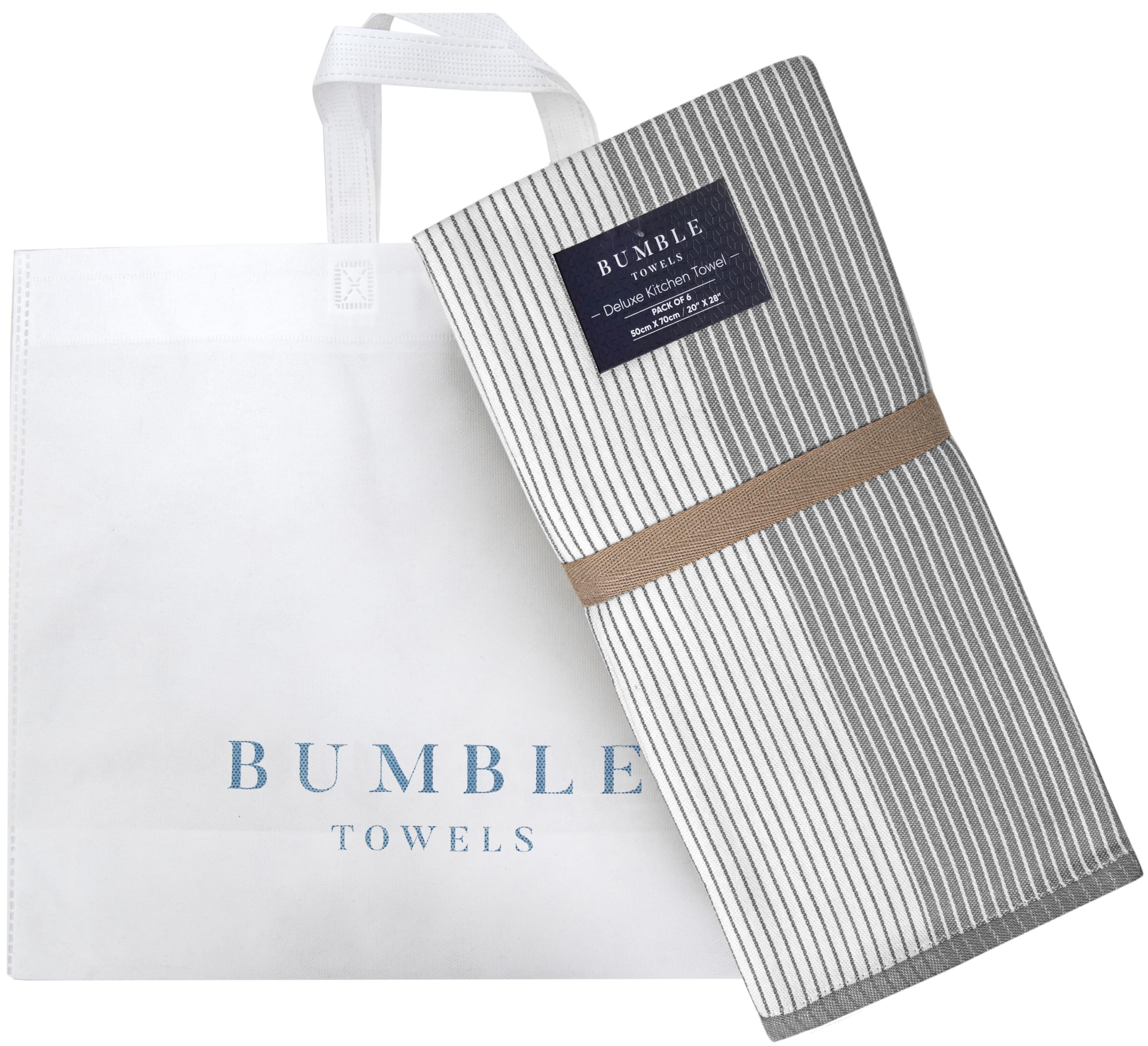 Bumble Towels comparación de tamaño con plato mostrando dimensiones prácticas