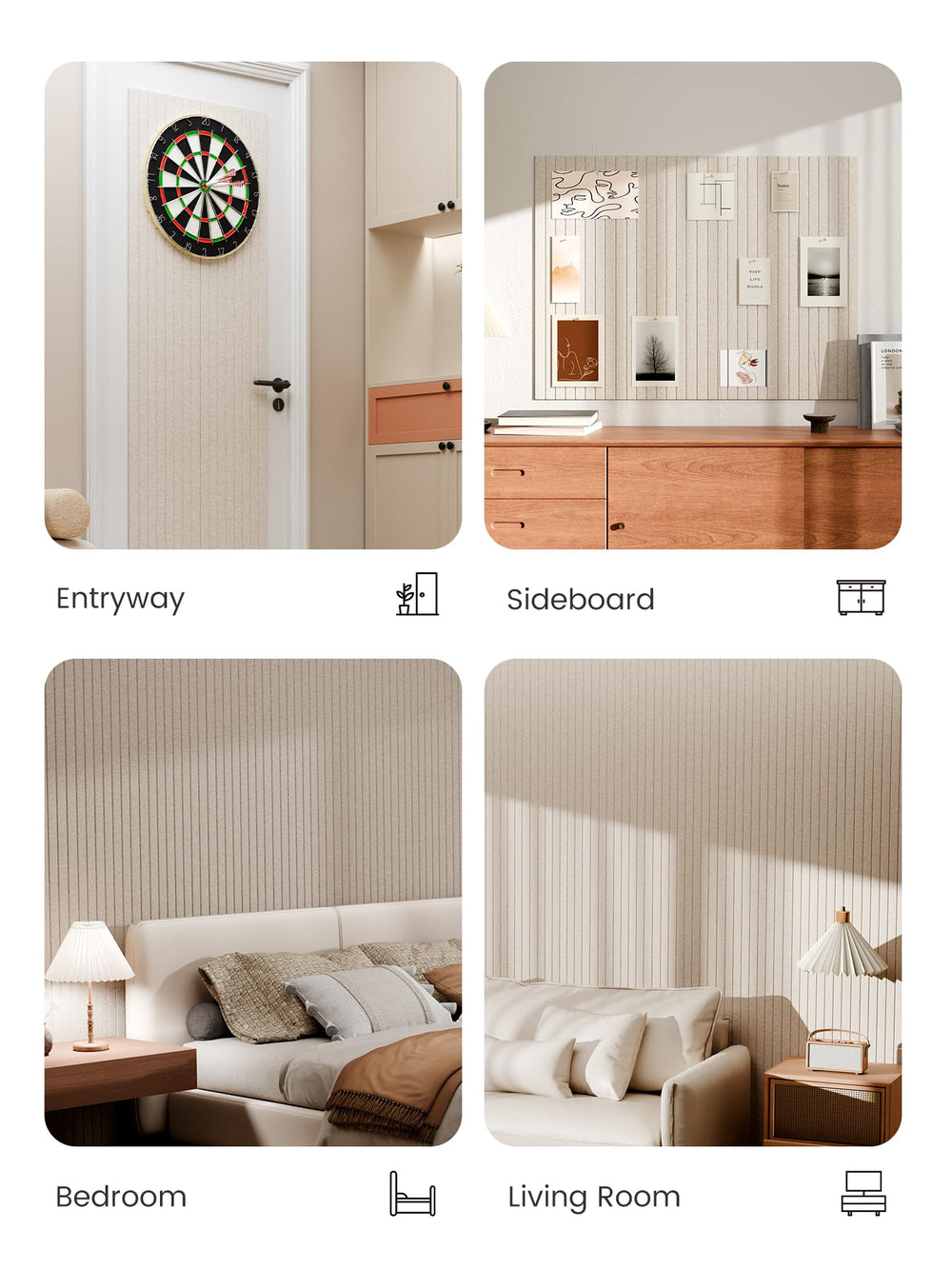 Bumusty classroom display of student work aiding visibility and acoustic control