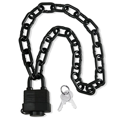 Bupto vista frontal del candado y cadena mostrando robustez y protección