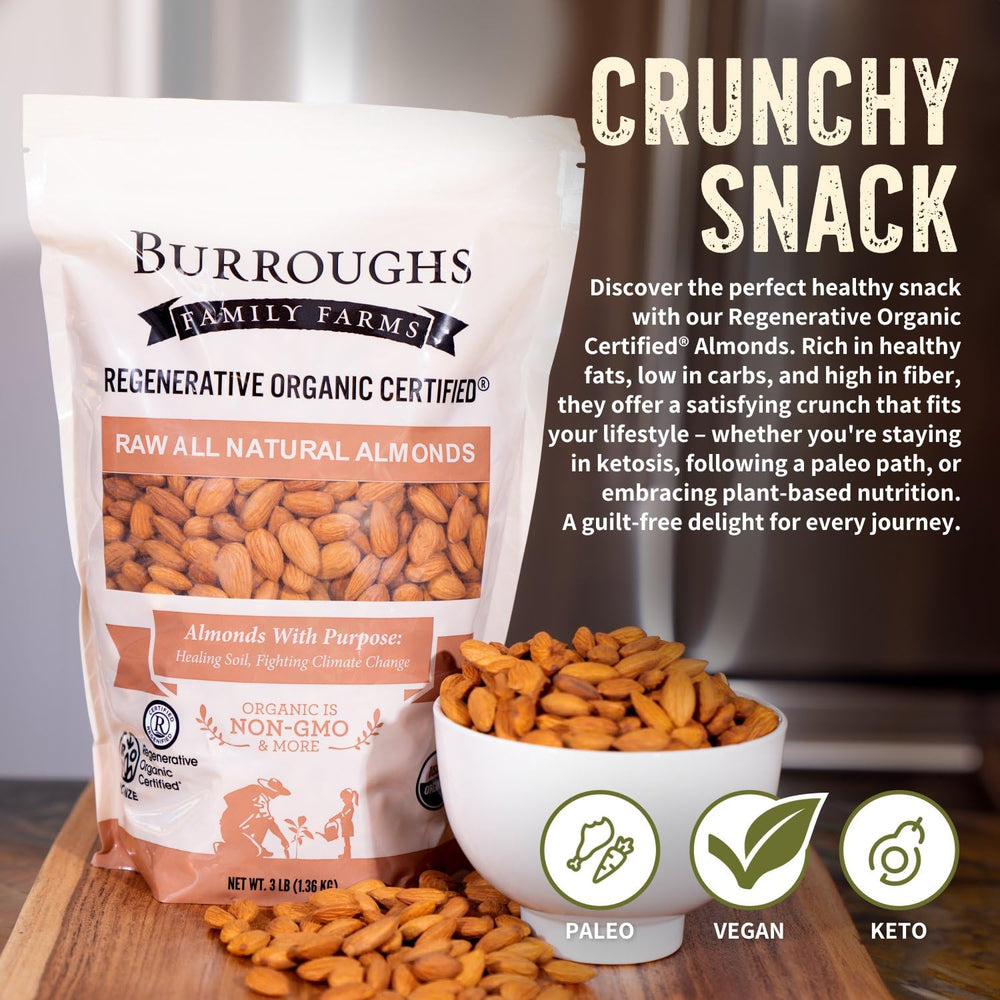 Burroughs Family Farms etiqueta con certificaciones USDA Organic y ROC demostrando trazabilidad