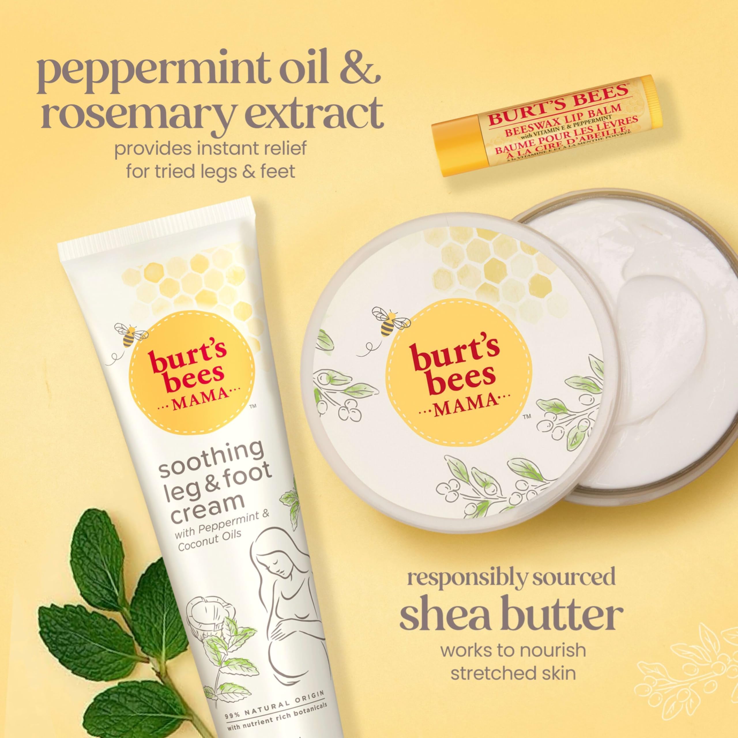Burt's Bees belly butter texture close-up highlighting rich moisturizing feel