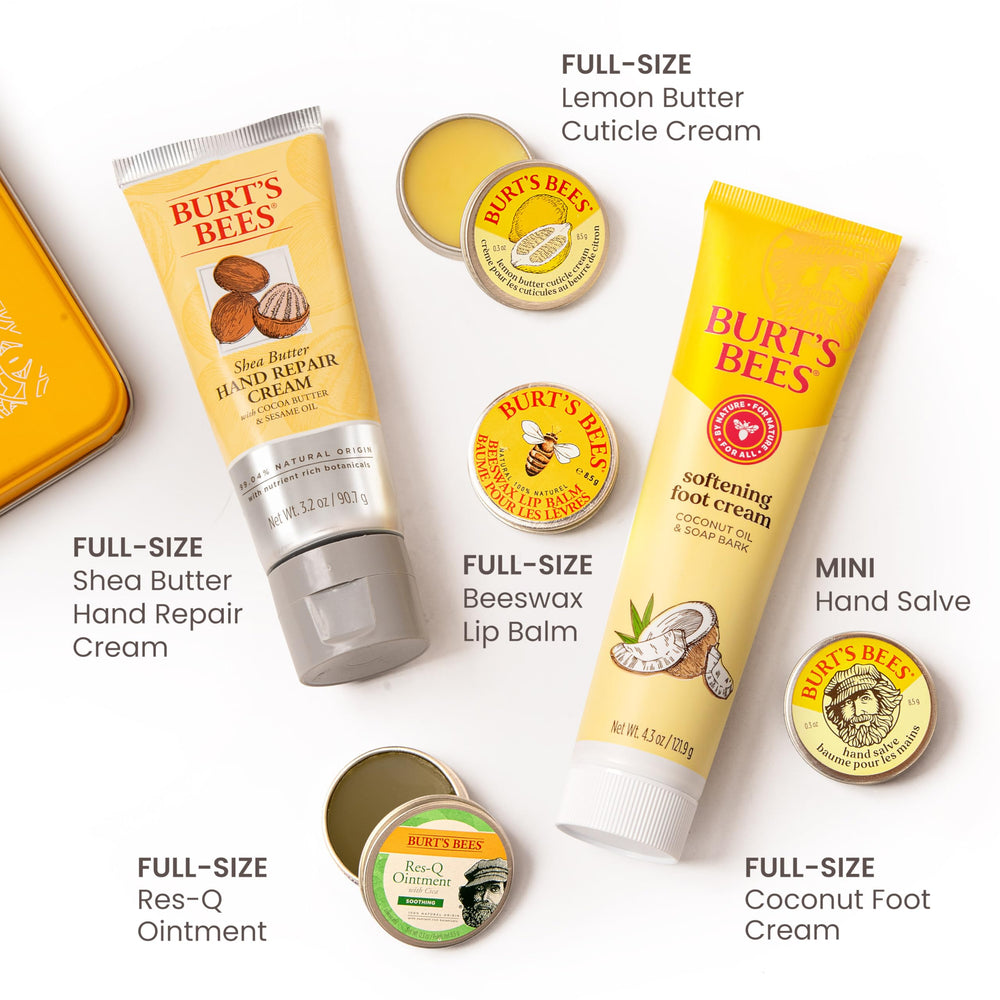 Burt's Bees Coconut Foot Cream en mano aplicándose en talón, suaviza la piel