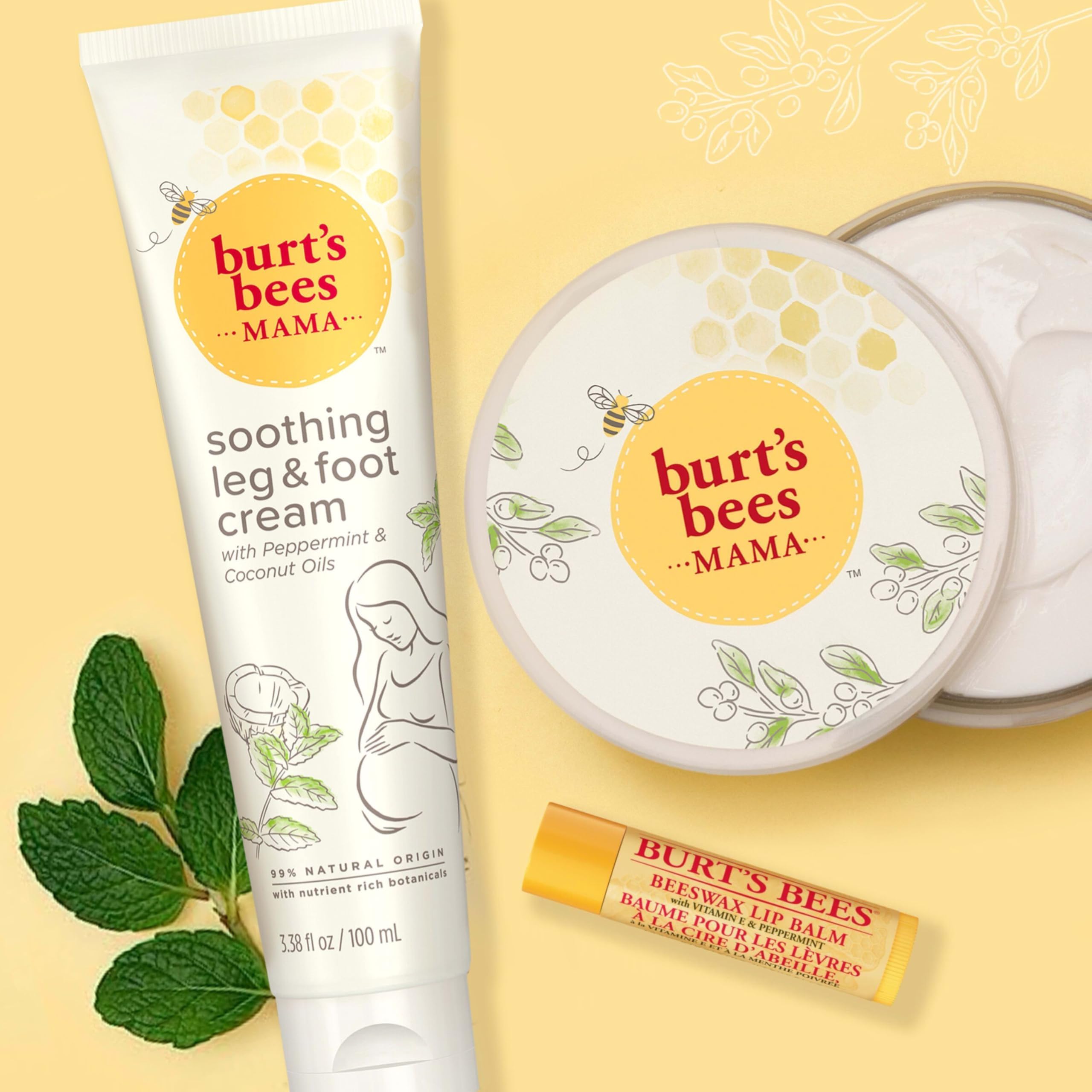 Burt's Bees lifestyle shot of expecting mother holding belly for gentle care