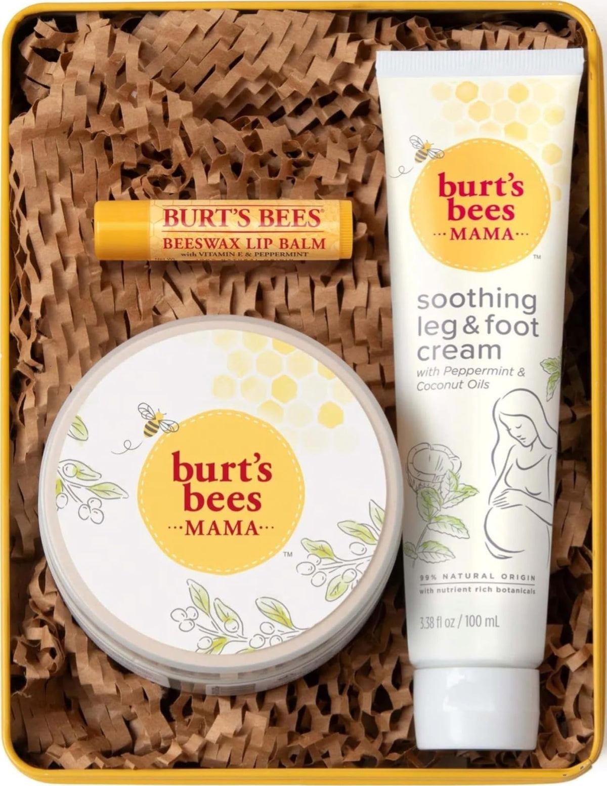 Burt's Bees front tin view showing complete gift set and natural appeal