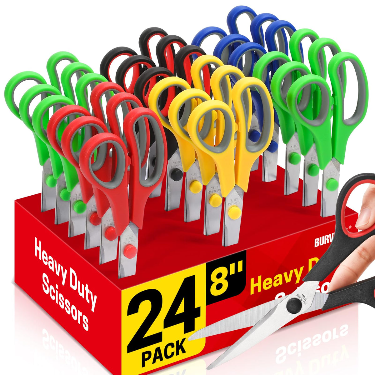 BURVAGY pack frontal de 24 tijeras mostrando presentación y cantidad