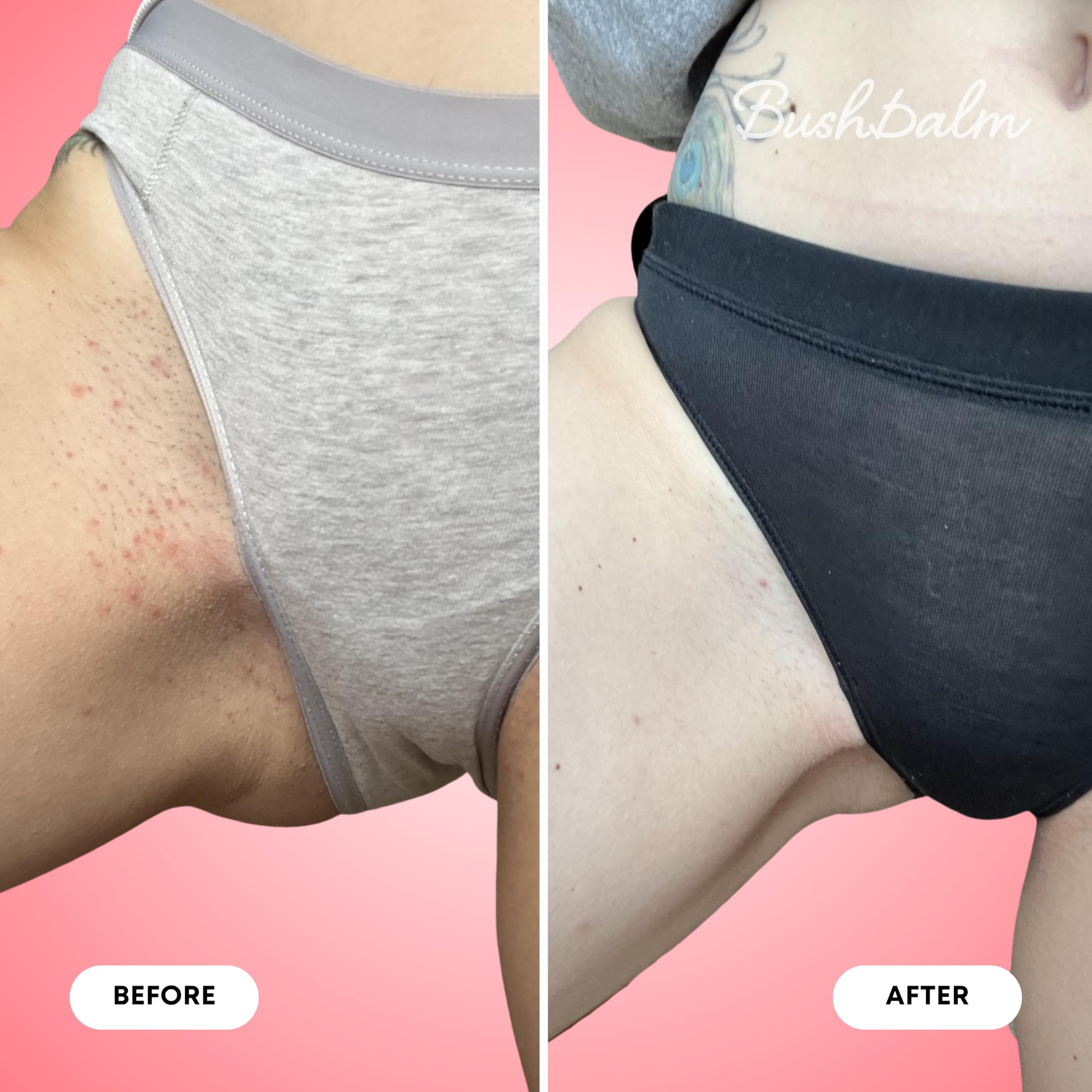 Bushbalm etiqueta con lista de ingredientes naturales para tranquilidad del usuario