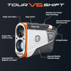 Bushnell Tour V6 Shift óptica clara 6x para enfoque nítido en cada tiro