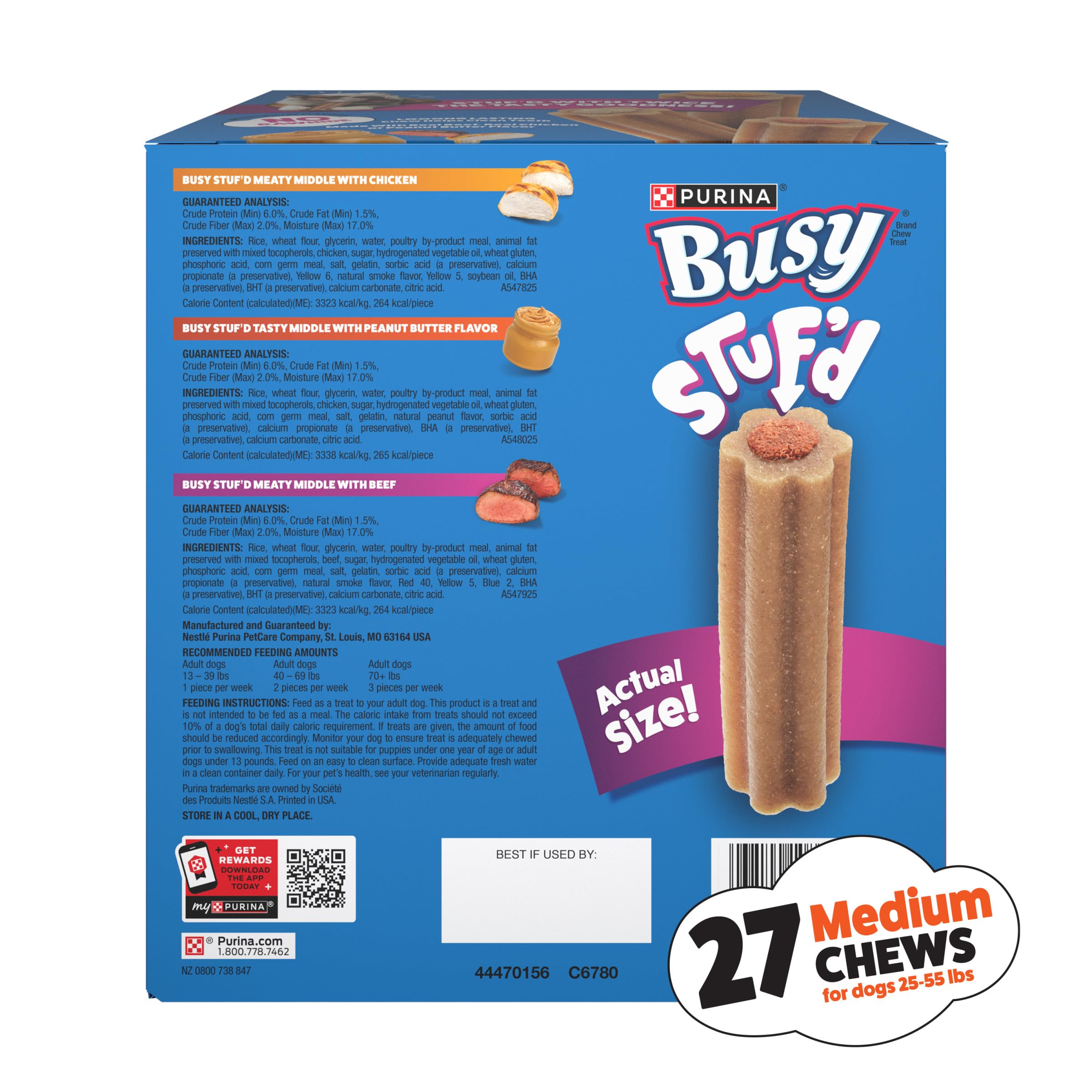 Busy Purina paquete abierto con varias unidades listas para servir