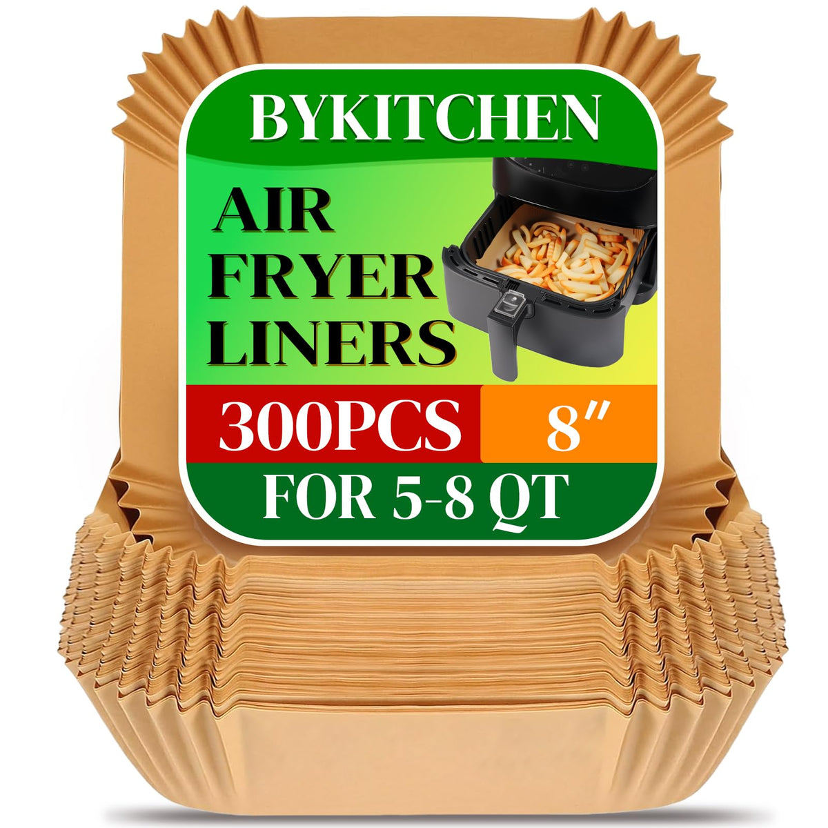BYKITCHEN forro cuadrado frontal mostrando ajuste limpio y antiadherente