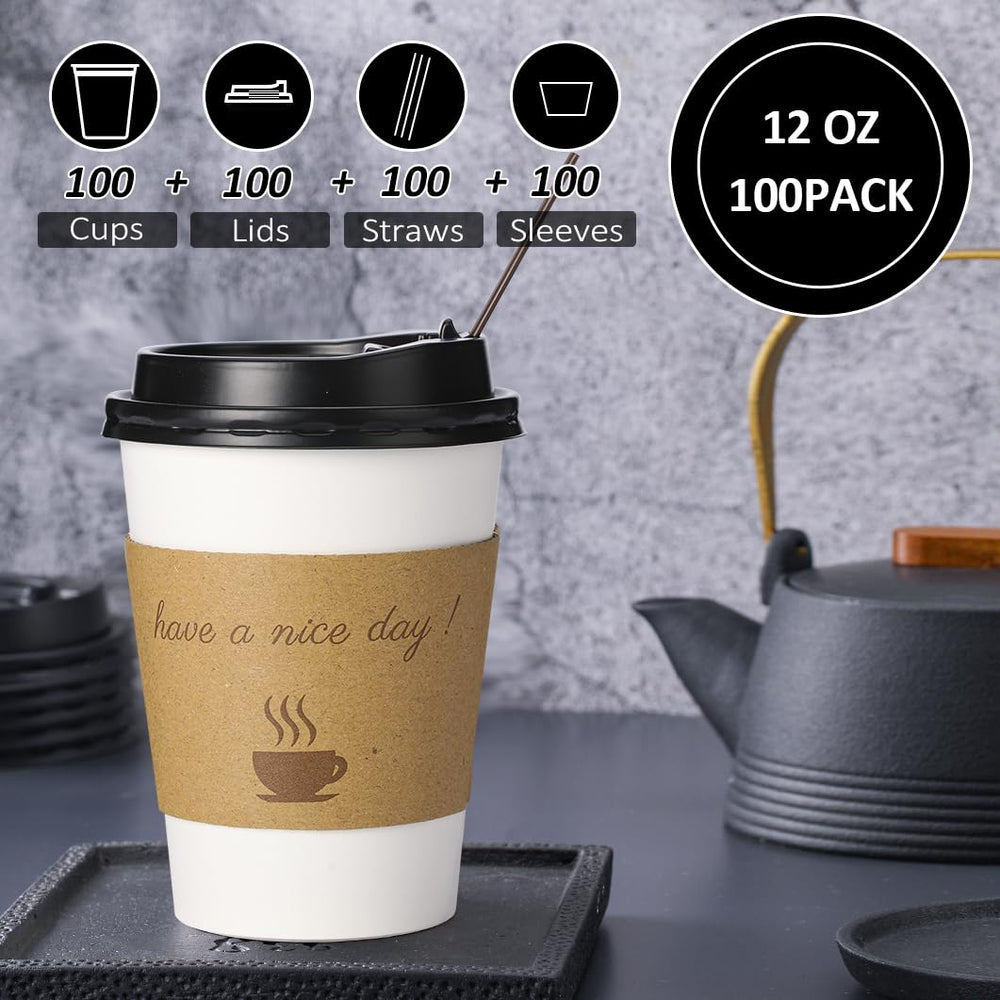 Vaso BYSNOW con pajilla y tapa listos para servir bebidas frías y calientes sin goteo