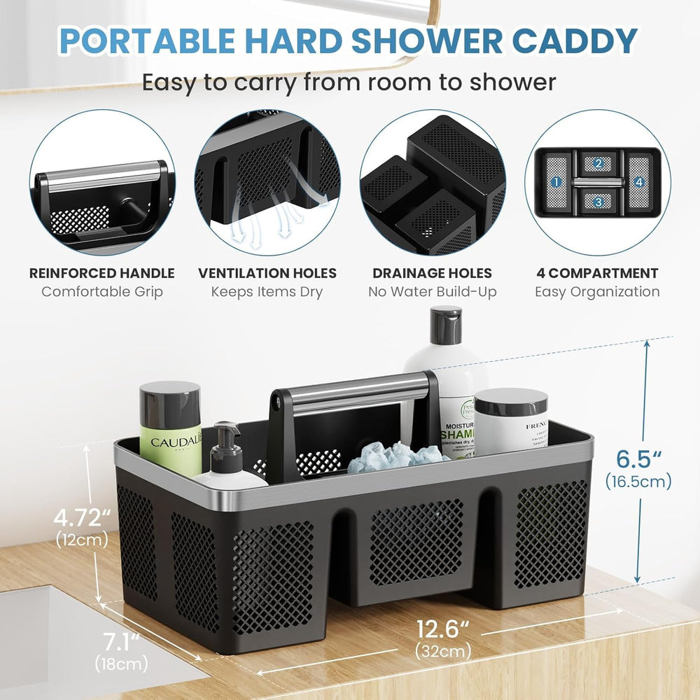 BYUNER caddy organizado con shampoo y rasuradora listo para transportar