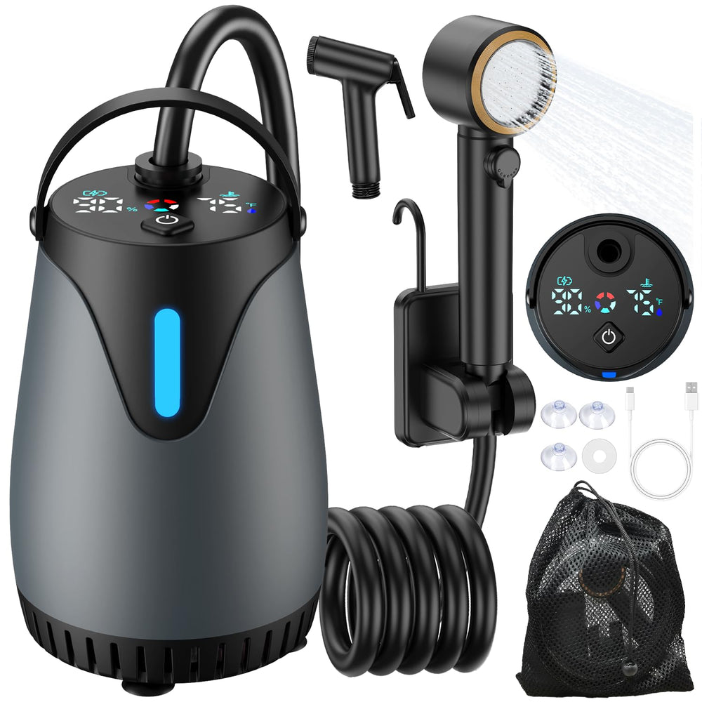 BYUSFGH vista frontal del kit portátil mostrando accesorios y bolsa de malla