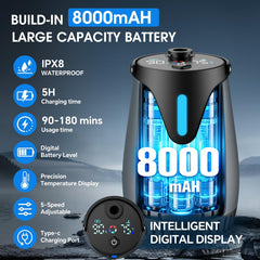 BYUSFGH pantalla LED que muestra temperatura y porcentaje de batería útil