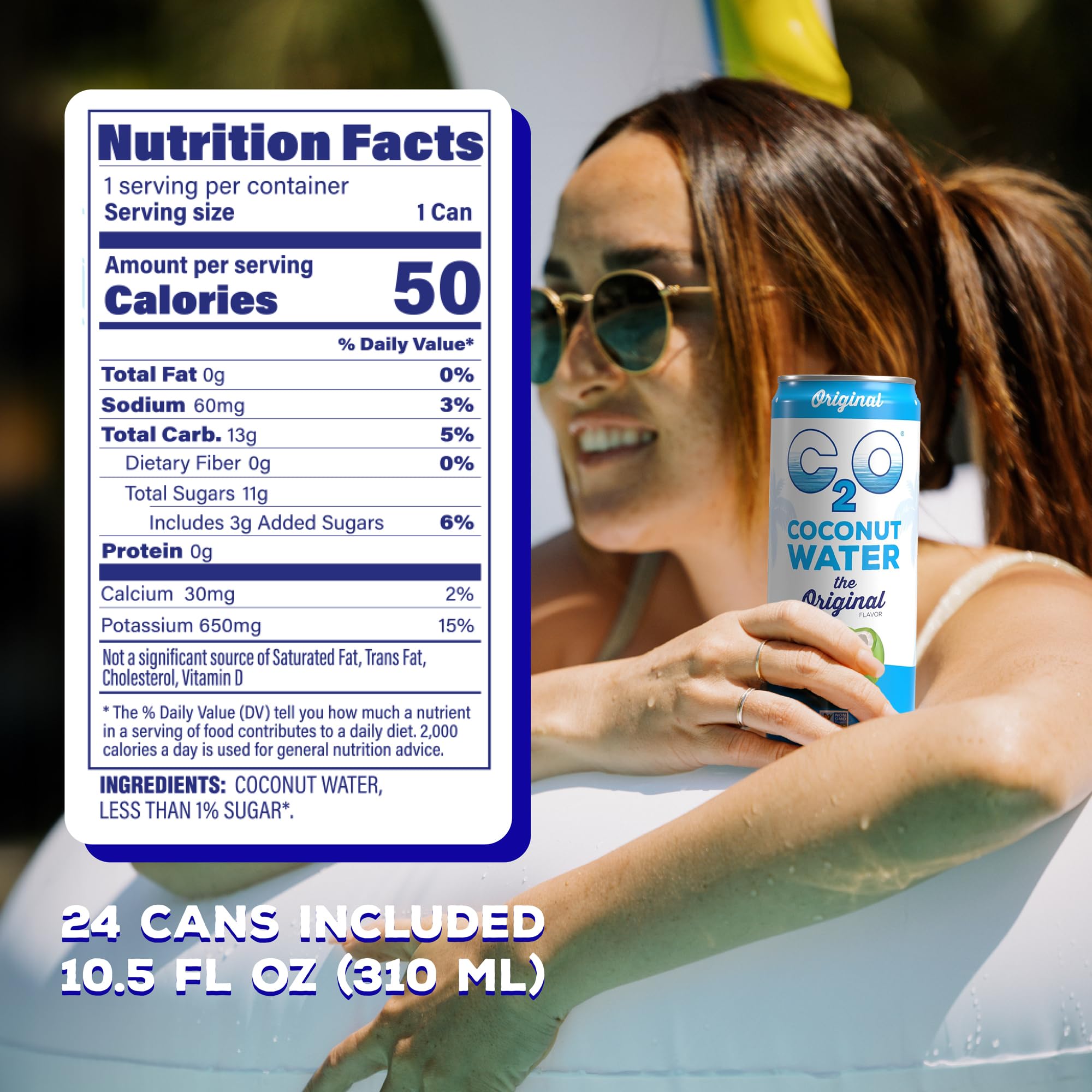 C2O can in hand demonstrating portable single-serve hydration