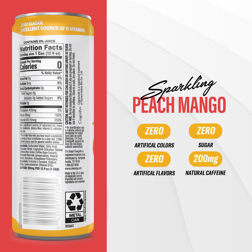 Etiqueta C4 con ingredientes claros y beneficios sin azúcar