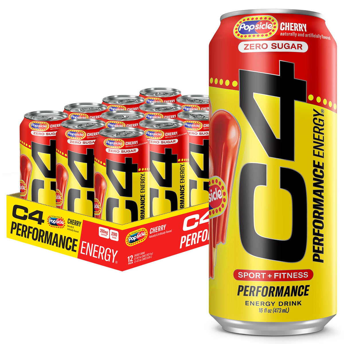 C4 frente del pack de 12 latas mostrando diseño y beneficio energético