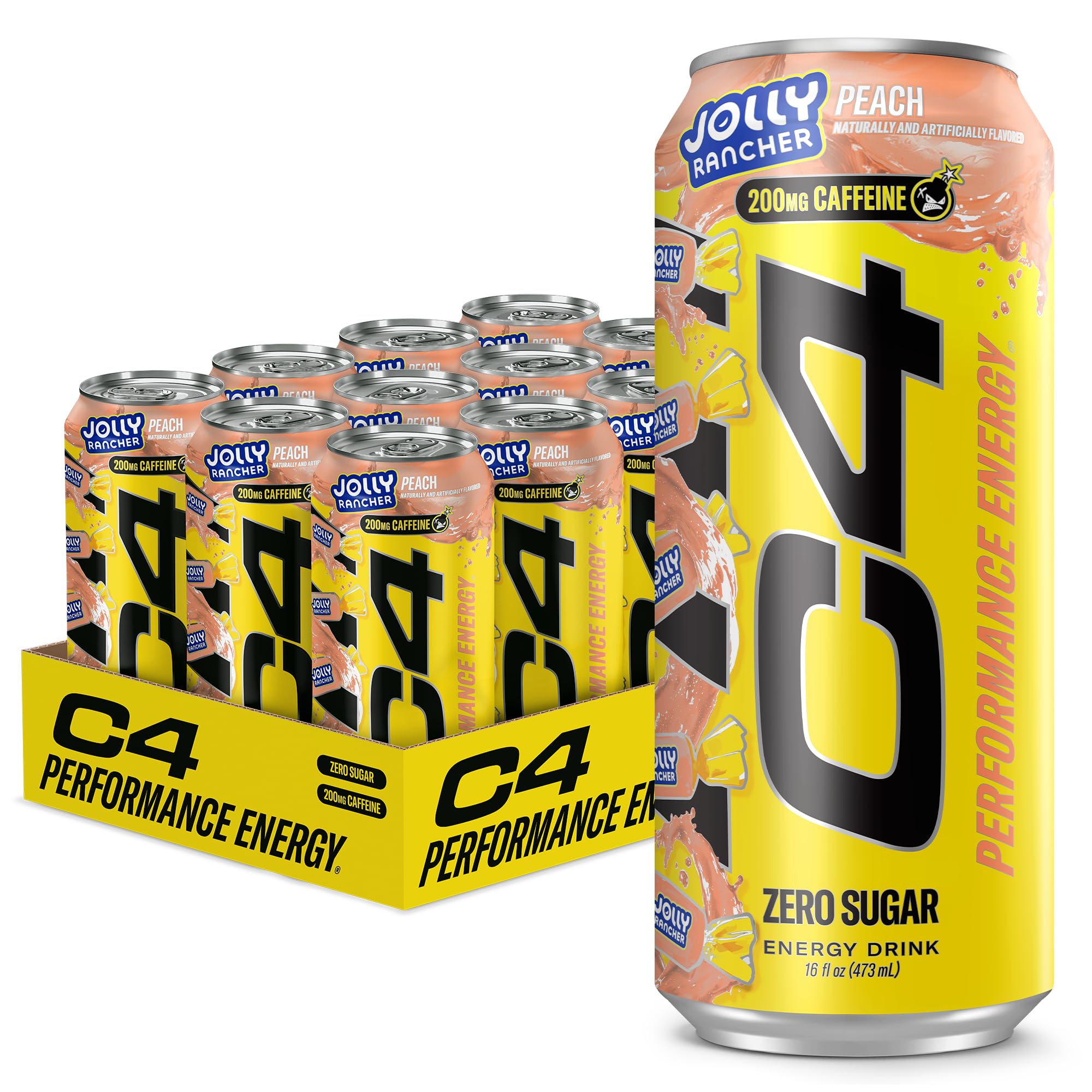 C4 lata frontal del pack 12 con sabores JOLLY RANCHER y energía instantánea