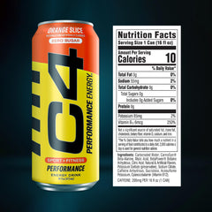 C4 performance close-up of label highlighting 200mg caffeine and benefits