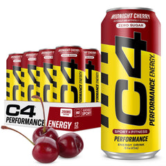 C4 Performance mostrando pack de 12 latas, conveniencia para deportistas