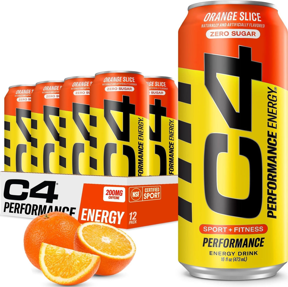C4 performance front can showing branding and zero sugar benefit