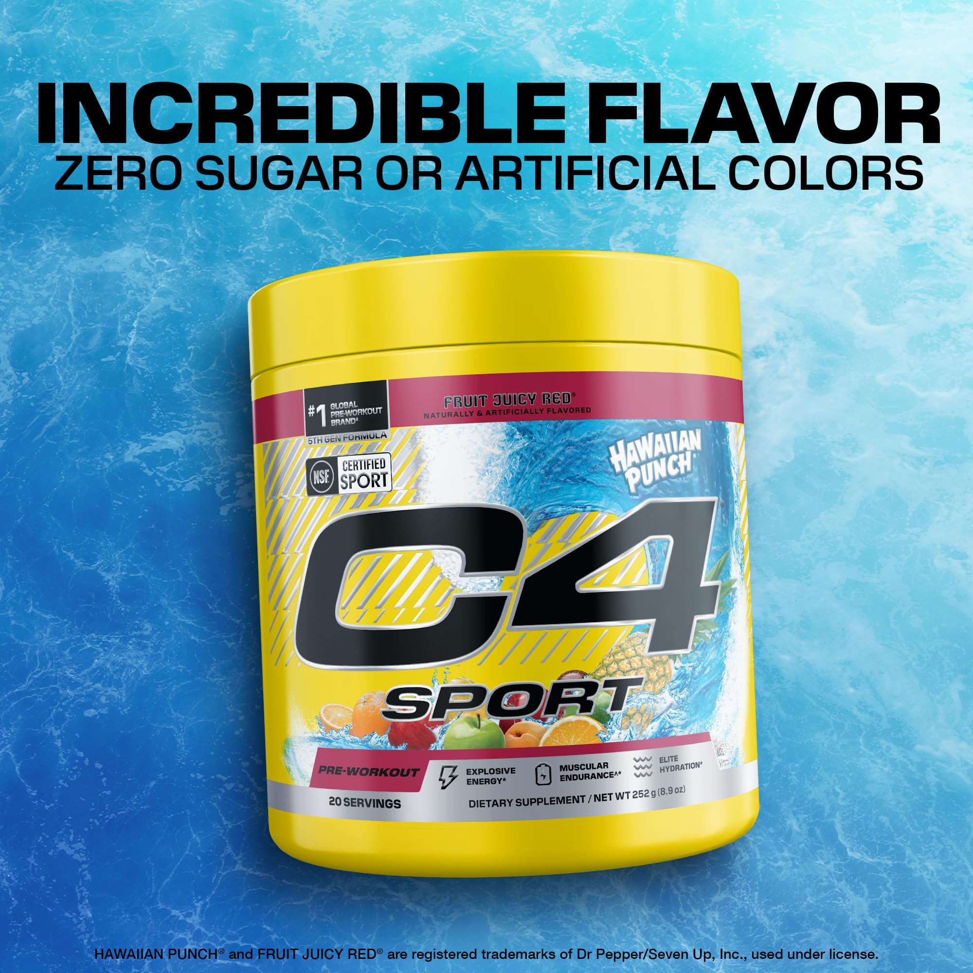 Etiqueta C4 con lista de ingredientes y sello NSF, C4 brinda confianza para atletas