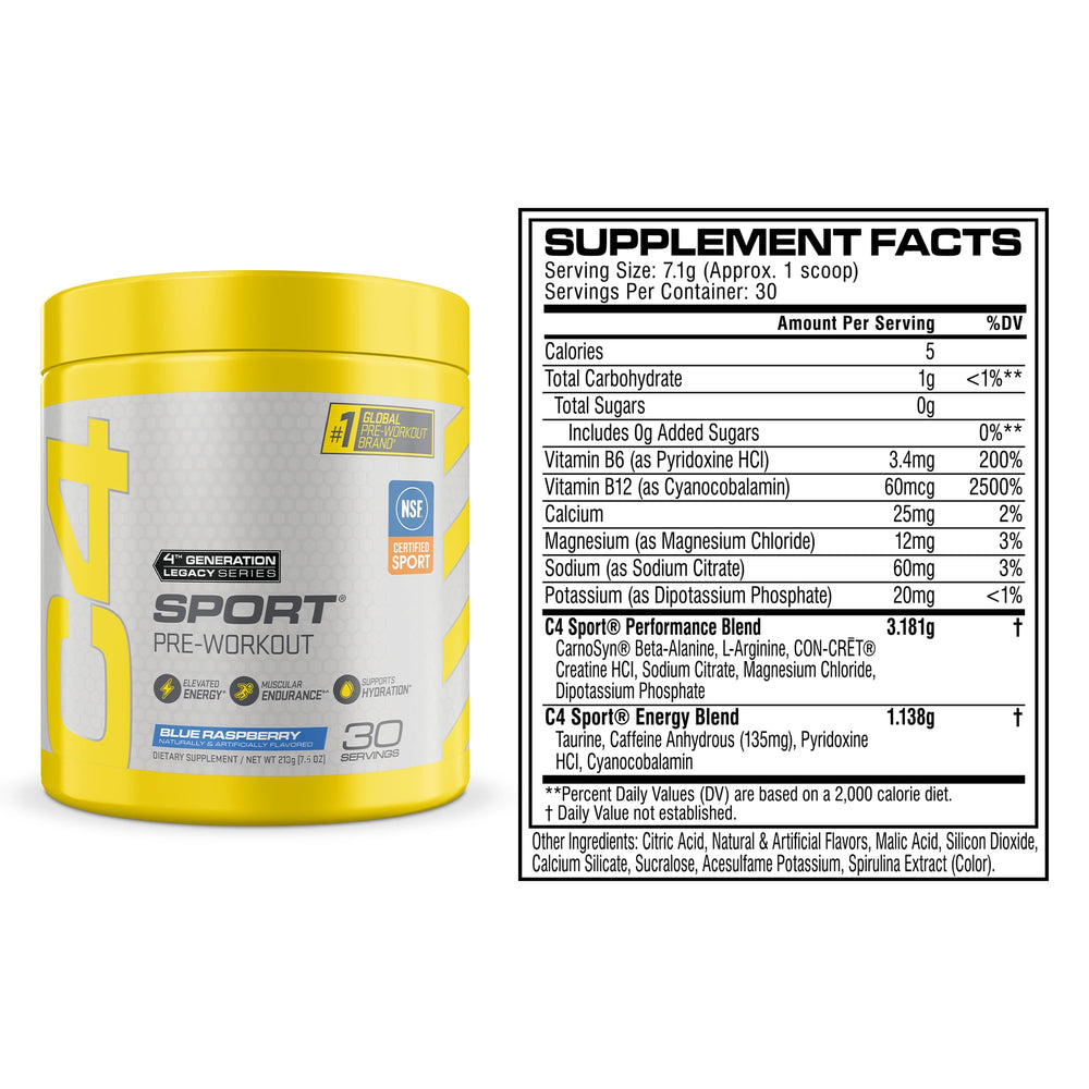 C4 label close-up showing NSF Certified for Sport and ingredient clarity benefit