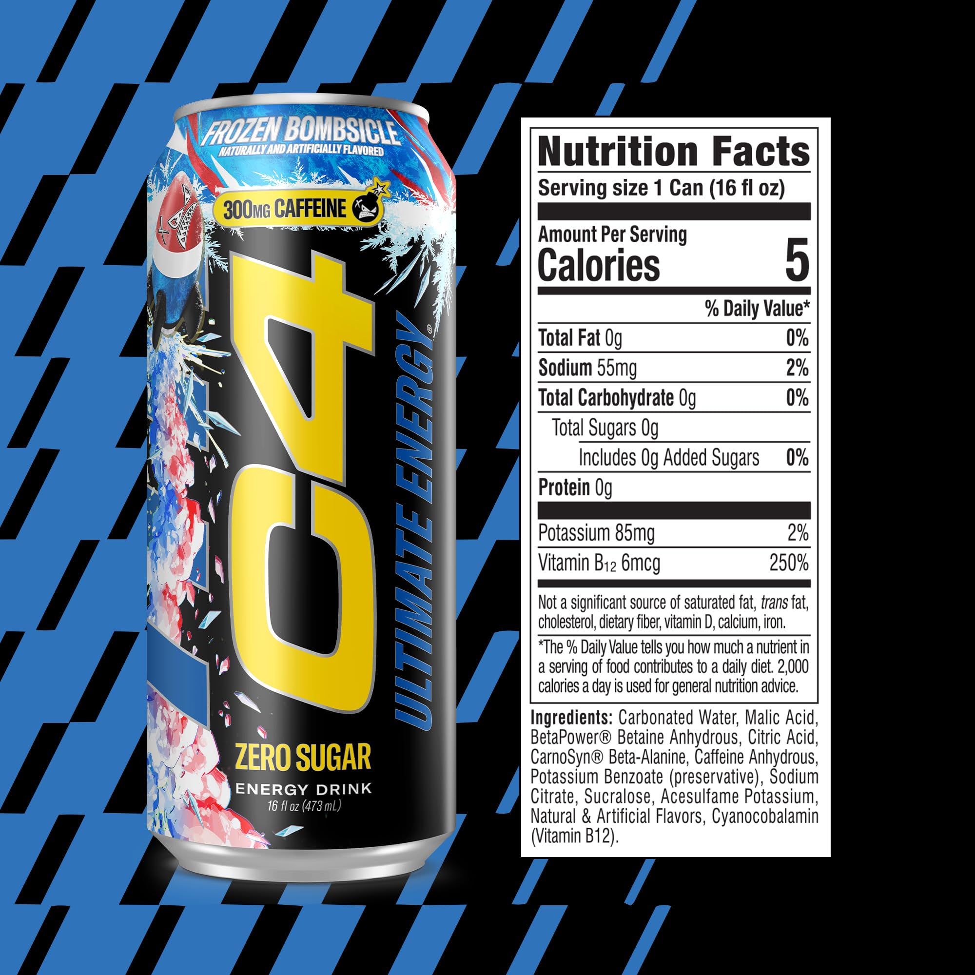 C4 detalle de etiqueta con información de cafeína y sin azúcar