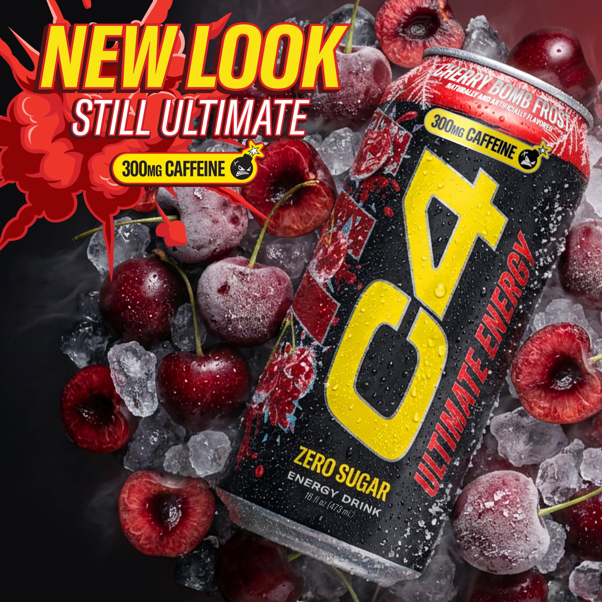 C4 lata junto a regla para comparar tamaño y porción de 16 oz