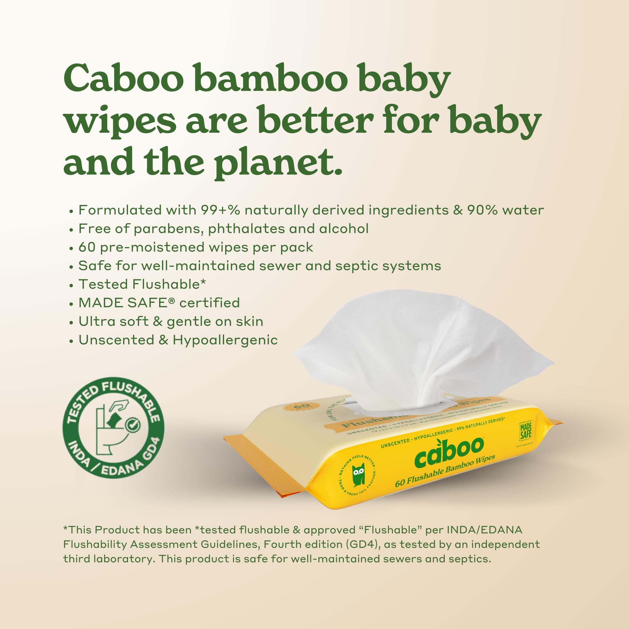 Caboo fibra de bambú en primer plano subrayando origen renovable
