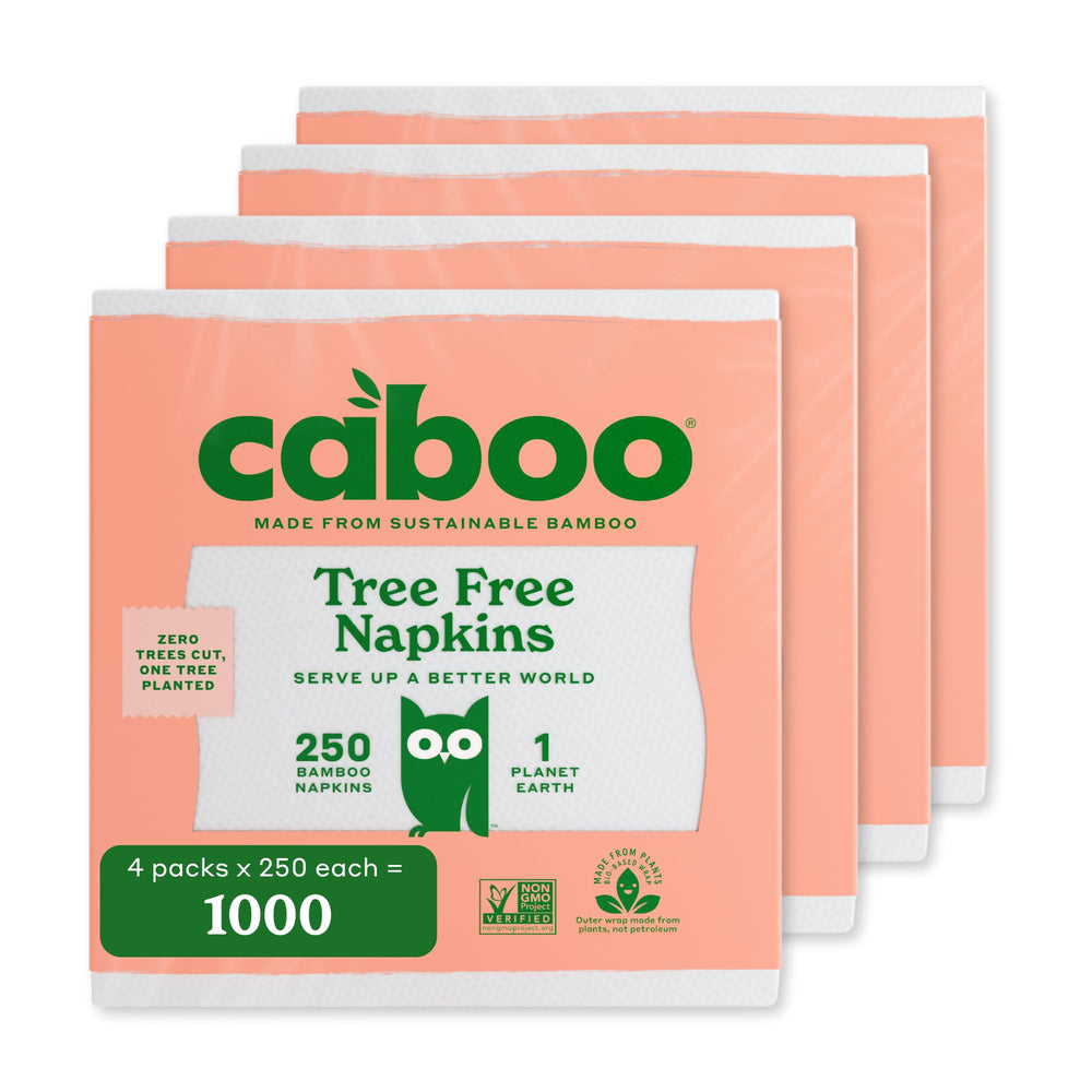 Caboo frente del empaque mostrando cuatro paquetes y la marca, alternativa sostenible