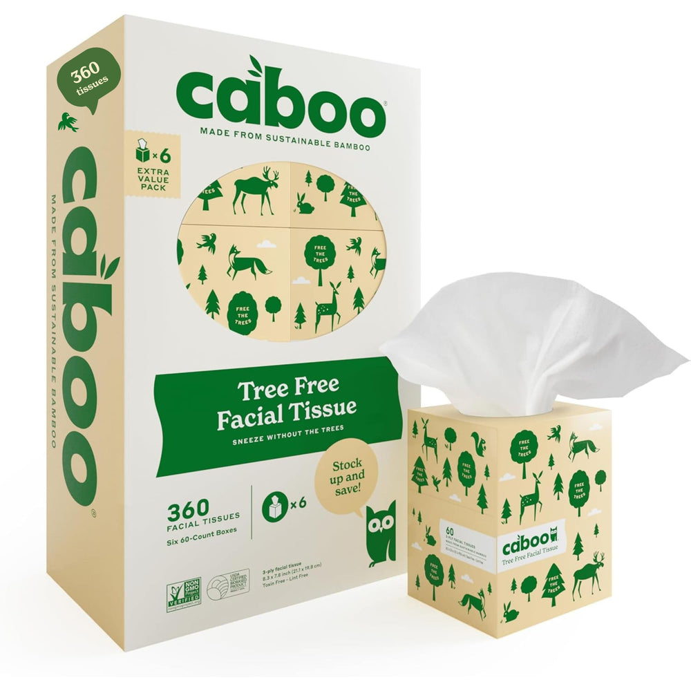 Caboo front packaging showing box design and 60-sheet count benefit