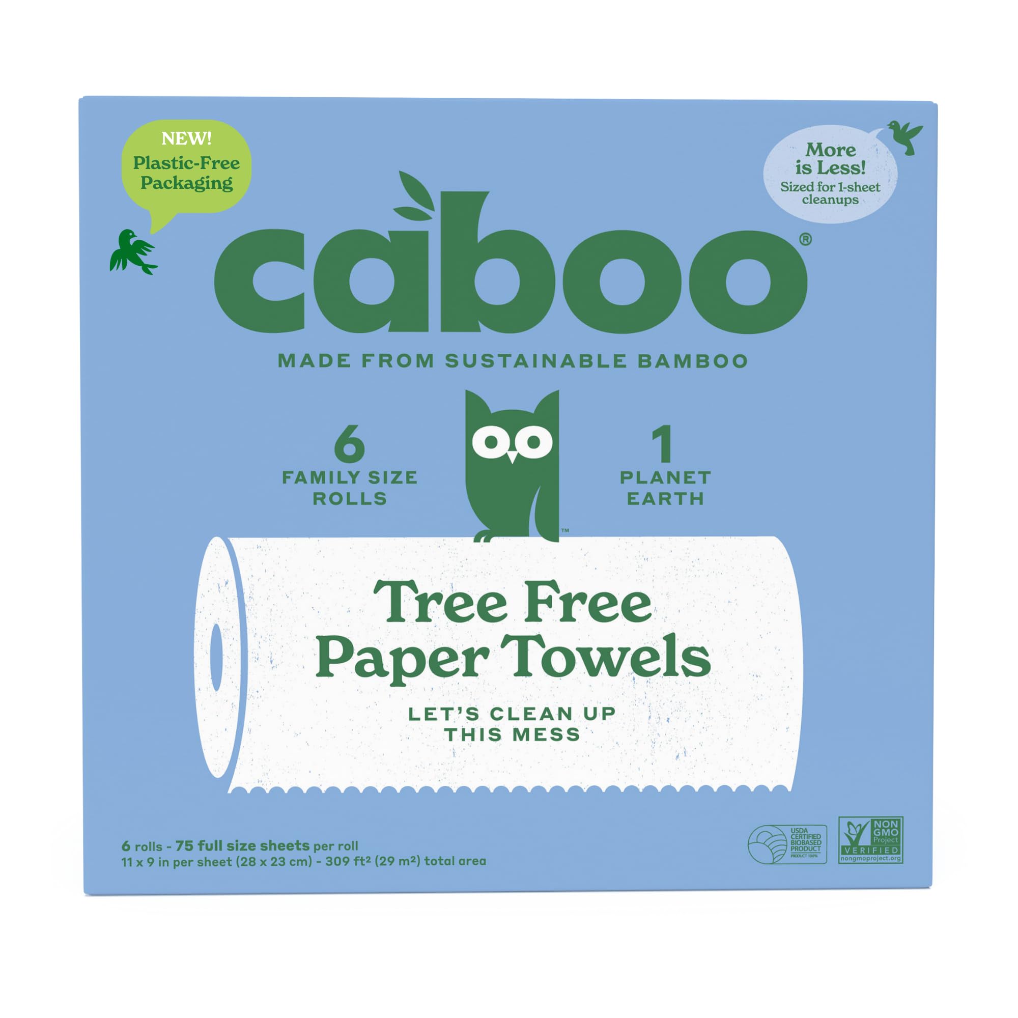 Caboo primer plano de rollo que destaca la textura resistente y absorbente