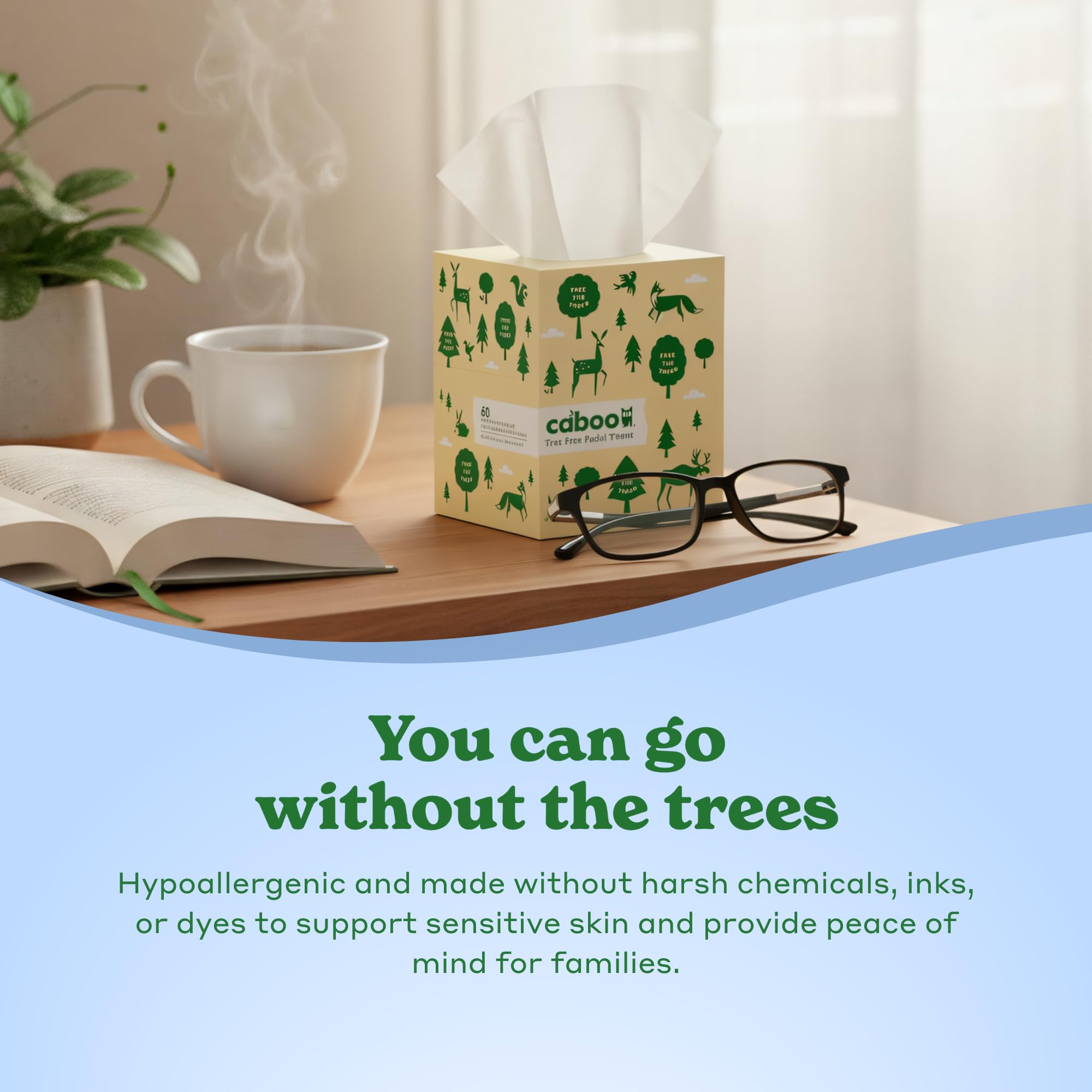 Caboo stacked boxes for scale illustrating 360 tissues total convenience