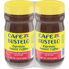 J.M. Smuckers Café Bustelo frasco frontal mostrando etiqueta y conveniencia