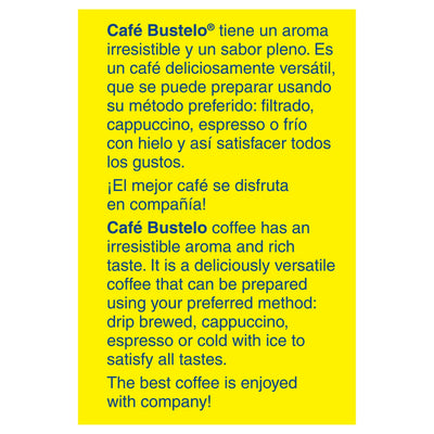 Close-up of Café Bustelo ground texture highlighting rich dark-roast consistency